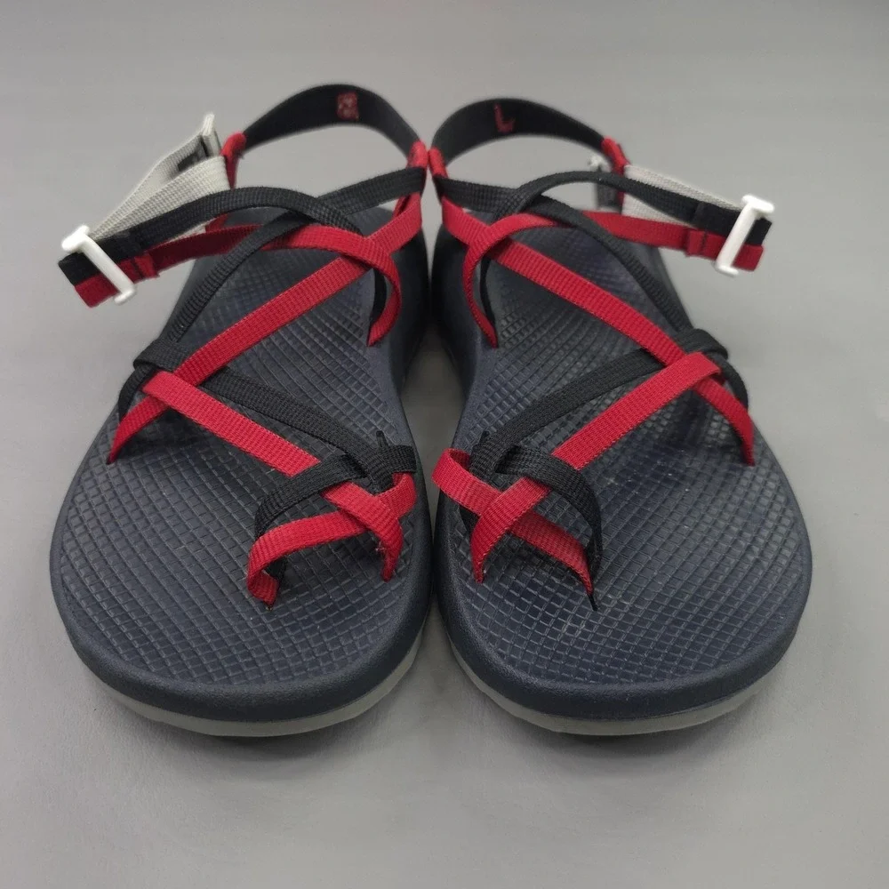 Chaco Shoes Mens 8 Navy Red Z/2 Sport Sandals Hiking Custom Buckle Strap USA